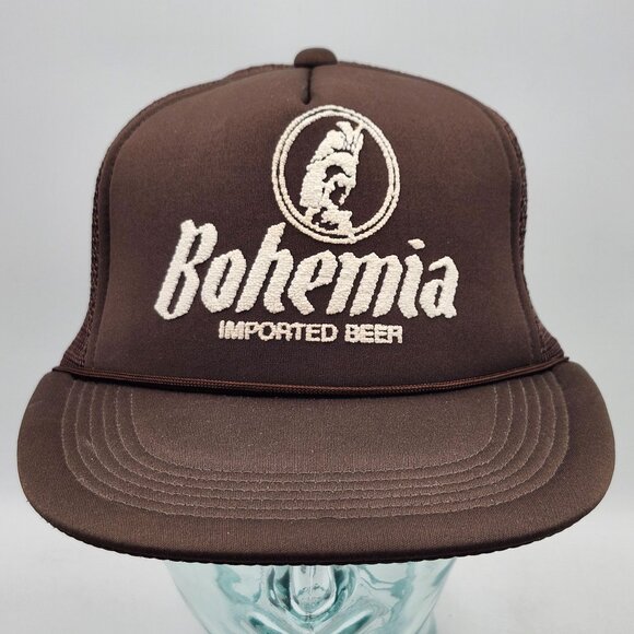 Bohemia Imported Beer Brown Mesh Trucker Hat Cap Logo Adjustable Snapback Vtg - Picture 2 of 11